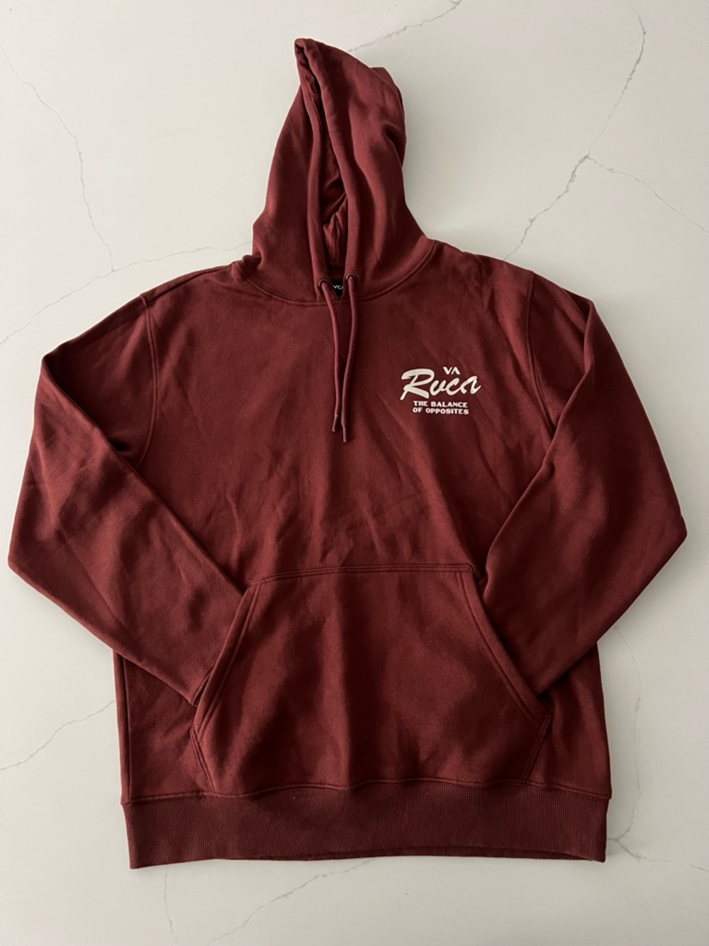 RVCA Men's Scrambler Hooded Drawstring Sweatshirt Size Medium Maroon Pullover